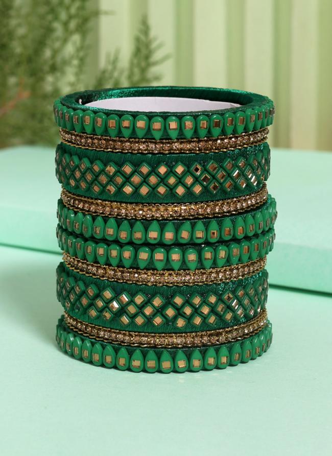   Festival Wear  Green Color Thread Bangle Set:-2.4